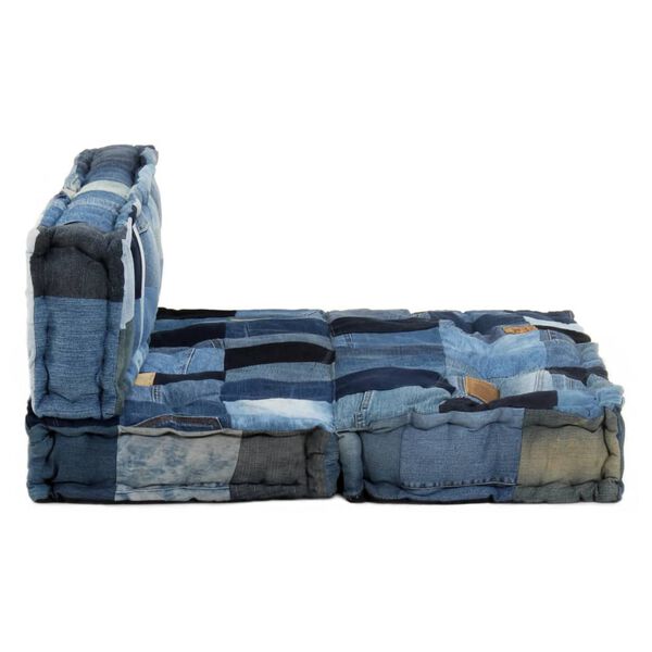 vidaXL Set Cuscini per Divani Pallet 2pz Blu Denim Patchwork