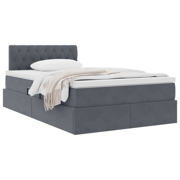 vidaXL Letto con Contenitore Grigio scuro 120 x 190 cm Velluto