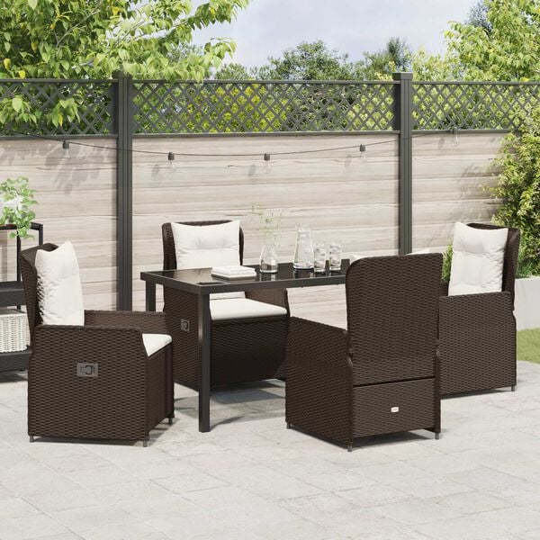 vidaXL Set da Pranzo per Giardino 5 pcs Marrone polyrattan