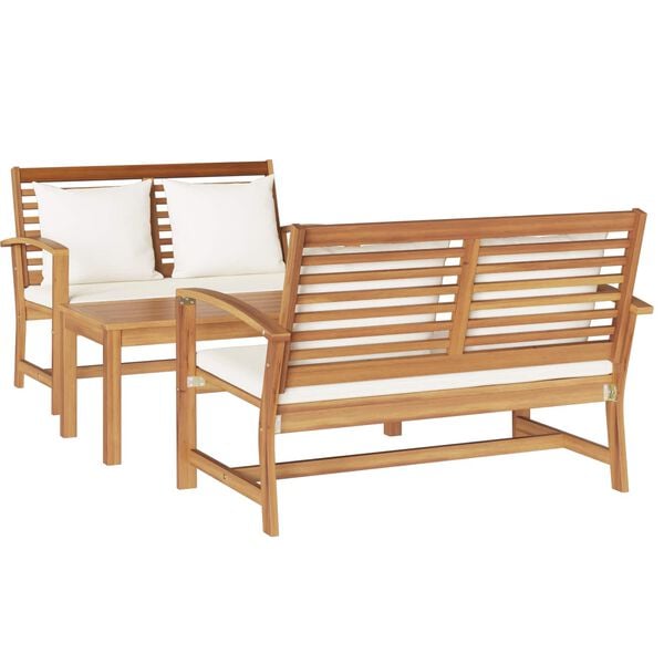 vidaXL Set Divano da Giardino 3 pcs Naturale Legno di teak solido