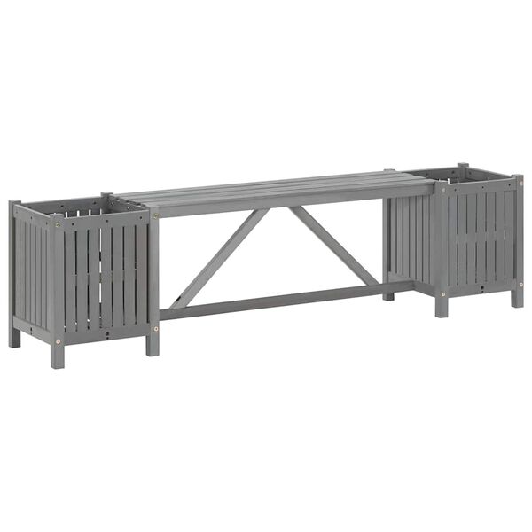 vidaXL Panca da Giardino con 2 Fioriere 150cm Legno di Acacia Grigio