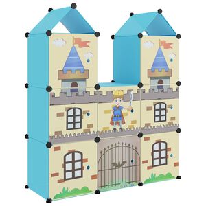 vidaXL Scaffale Portaoggetti per Bambini con 8 Cubi Blu in PP