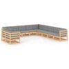 vidaXL Set Divani Giardino 11 pz con Cuscini in Legno Massello di Pino