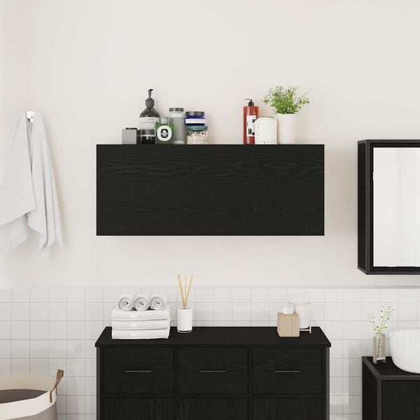 vidaXL Mobile da Bagno a Parete Nero 100x25x40 cm in Truciolato