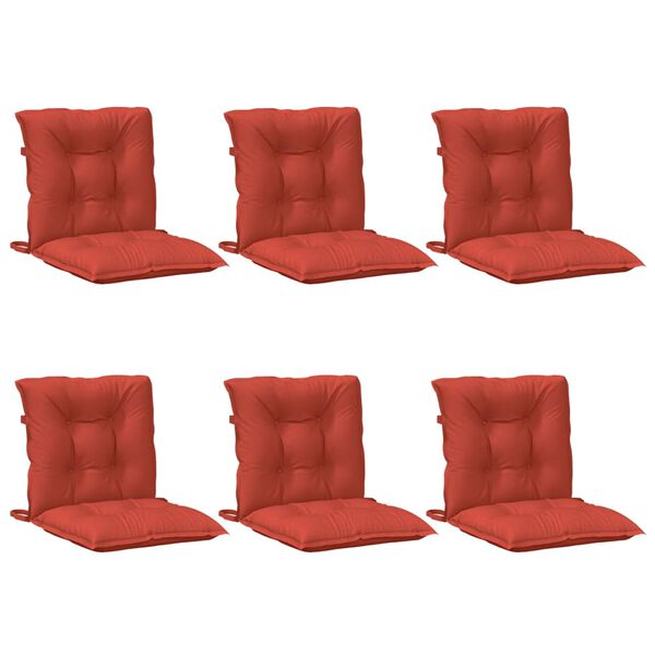 vidaXL Cuscini Sedia Schiena Bassa 6 pz Rosso M&eacute;lange 100x50x7 Tessuto