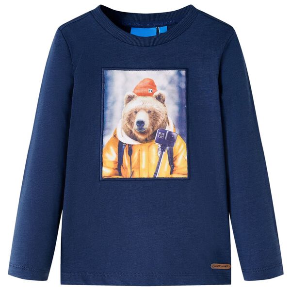 Maglietta da Bambino Maniche Lunghe Blu Marino M&eacute;lange 92