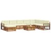 vidaXL Set divani 9 pcs Naturale e Crema Legno di Acacia Massello