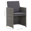 vidaXL Set da Pranzo per Esterni 17 pz con Cuscini Polyrattan Grigio