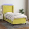 vidaXL Letto a Molle con Materasso e LED Verde 90x200 cm in Tessuto