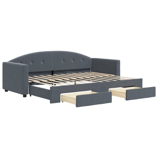 vidaXL Divano Letto Estraibile Cassetti Grigio Scuro 80x200cm Velluto
