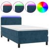 vidaXL Letto a Molle con Materasso e LED Blu Scuro 90x190cm in Velluto