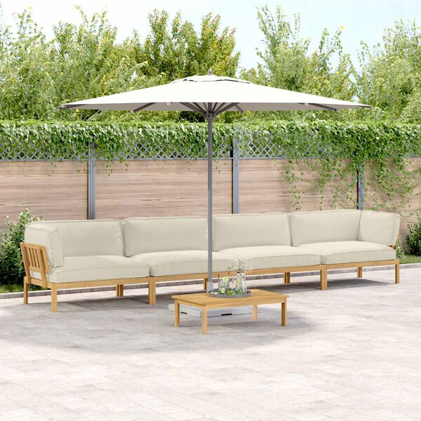 vidaXL Set di divani con cuscino 5 pcs Crema Legno di Acacia Massello