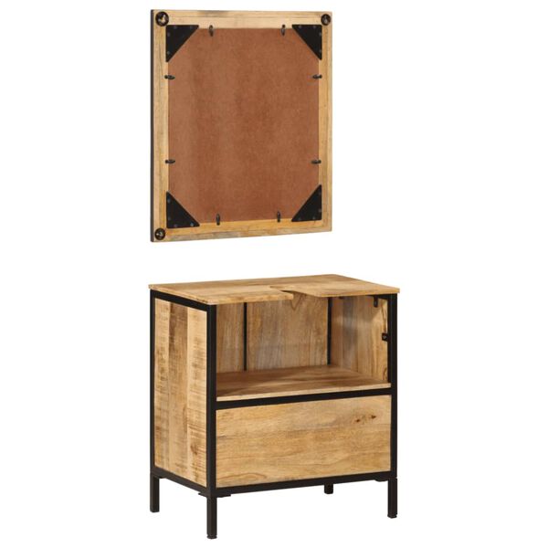 vidaXL Set Mobili da Bagno 2pz in Ferro e Legno Massello di Mango