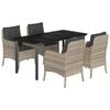 vidaXL Set Pranzo da Giardino 5pz con Cuscini Grigio Chiaro Polyrattan