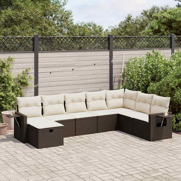 vidaXL Set Divani da Giardino 8 pz con Cuscini Marrone in Polyrattan