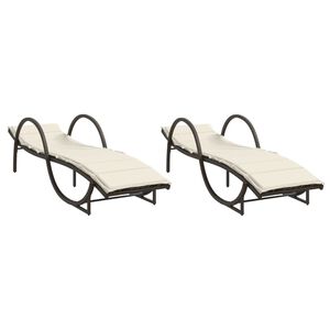 vidaXL Lettini Prendisole 2 pz con Cuscini Marrone in Polyrattan