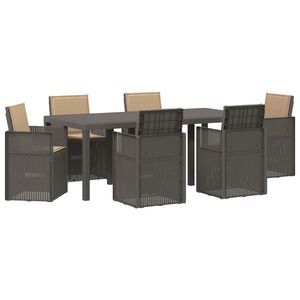 vidaXL Set da Pranzo per Giardino 7 pz Grigio chiaro e Tortora PP