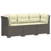 vidaXL Divano da giardino 3 posti con cuscini in look rattan PP