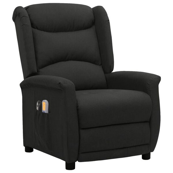 vidaXL Poltrona Massaggiante Elettrica Nera in Tessuto