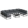vidaXL Set Divano da Giardino 10 pz Nero Alluminio