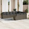 vidaXL Set Divano Giardino 10 pz con Cuscini Grigio Chiaro Polyrattan