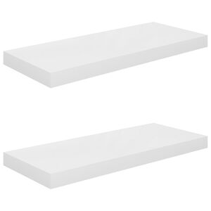 vidaXL Scaffali a Parete 2 pz Bianco Lucido 60x23,5x3,8 cm in MDF