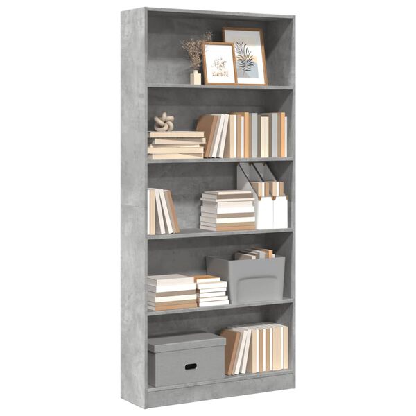 vidaXL Libreria Grigio Cemento 80x24x176 cm in Legno Multistrato