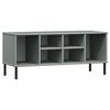 vidaXL Scarpiera Gambe Metallo Grigio 106x35x45cm Legno Massello OSLO