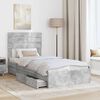 vidaXL Letto con Contenitore con testiera Grigio cemento 70 x 190 cm