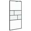 vidaXL Parete Doccia Walk-in Nero 100 x 195 x 0,5 cm Vetro e Alluminio