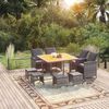 vidaXL Set Pranzo da Giardino 9 pz con Cuscini in Polyrattan Grigio