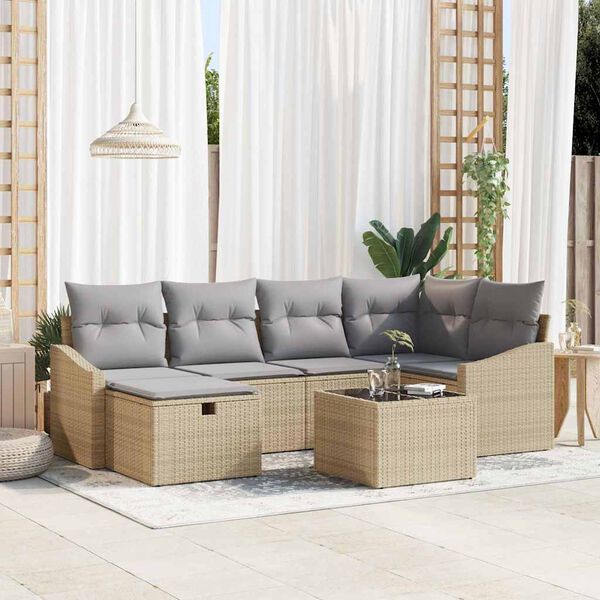 vidaXL Set di divani con cuscino 7 pcs polyrattan