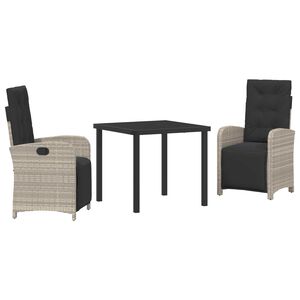 vidaXL Set da Pranzo per Giardino 3 pcs Grigio chiaro polyrattan