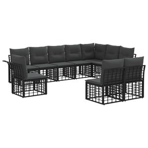 vidaXL Set di divani da esterno 10 pz Nero e Grigio scuro Poliestere