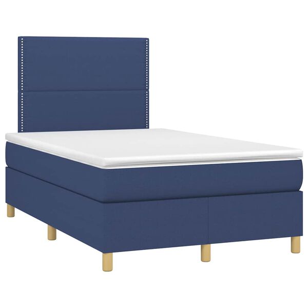 vidaXL Letto a Molle con Materasso e LED Blu 120x190 cm in Tessuto