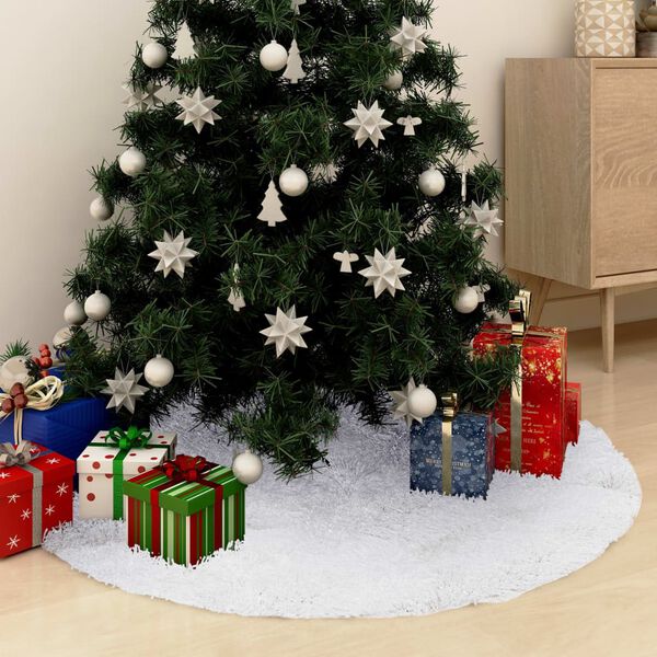 vidaXL Gonna per albero di Natale bianca 90 cm in pelliccia sintetica