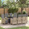 vidaXL Set da Pranzo per Giardino con cuscino 9 pcs Beige polyrattan