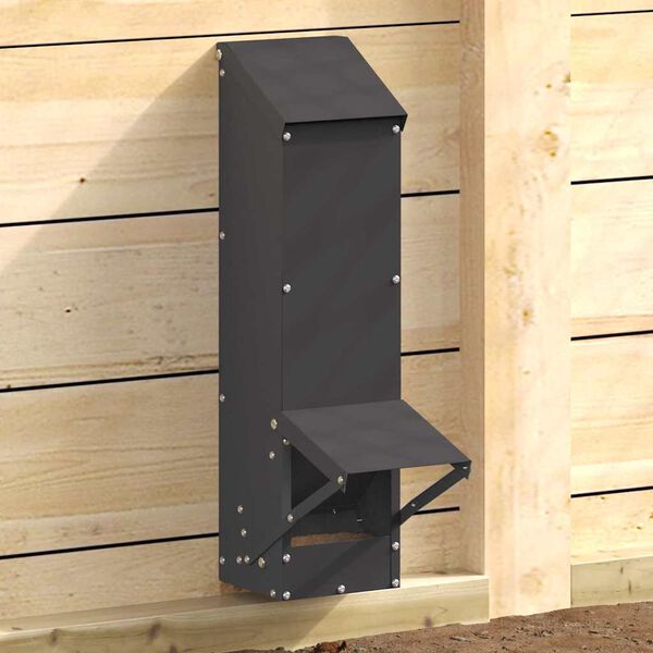 vidaXL Feeder per pollo Nero 13 x 12 x 51 cm Acciaio laminato a freddo