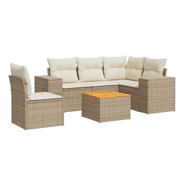 vidaXL Set Divano da Giardino 6 pz con Cuscini Beige in Polyrattan