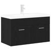 vidaXL Mobile da Bagno Rovere Nero 80 x 38,5 x 46 cm