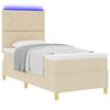vidaXL Letto a Sorgente LED con materasso Crema 100 x 200 cm Tessuto
