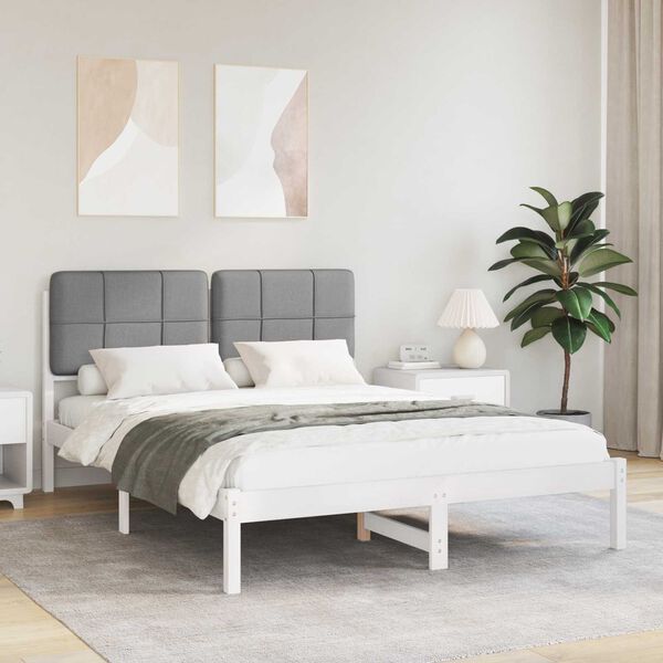 vidaXL Letto con Testiera Rivestita Grigio chiaro 150 x 200 cm