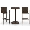 vidaXL Set Bar da Giardino 3 pz in Polyrattan Marrone