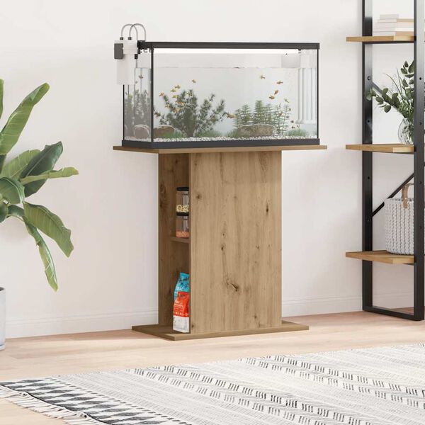 vidaXL Supporto per acquario artigianale in rovere 36x75x72,5 cm in legno ingegnerizzato