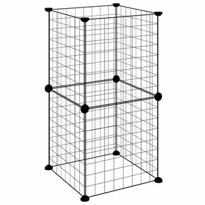 vidaXL Gabbia per Animali Domestici 8 Pannelli Nero 35x35x70 cm Acciaio