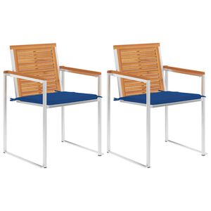 vidaXL Sedie da Giardino 2 pz con Cuscini in Legno Acacia e Acciaio