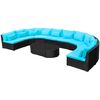 vidaXL Set di Divani Rotondi 11 pcs Blu polyrattan
