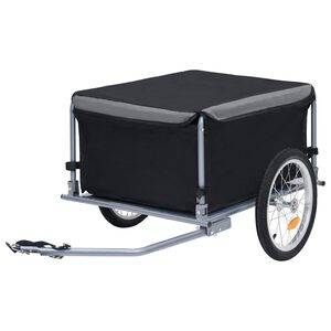 vidaXL Rimorchio da Bici Nero e Grigio 65 kg