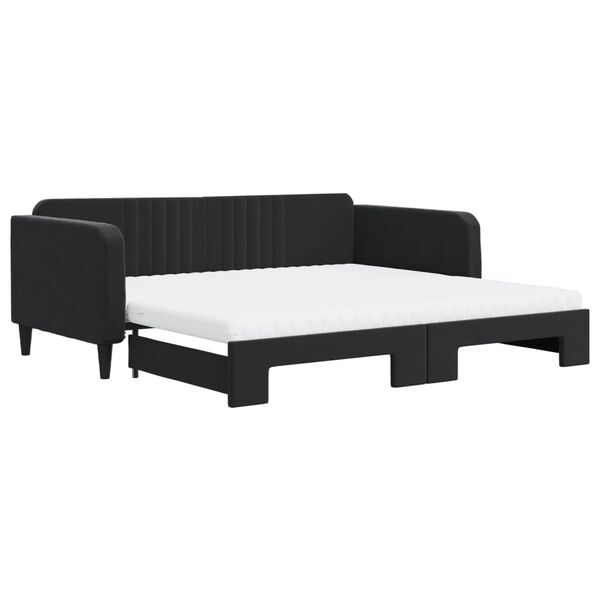 vidaXL Divano Letto Estraibile con Materassi Nero 100x200 cm Velluto