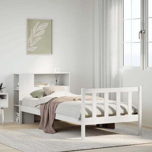 vidaXL Letto Libreria senza Materasso Bianca 90x200 cm Legno di Pino